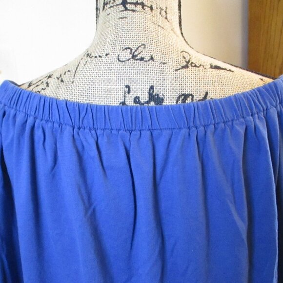 Chaps Denim Off the Shoulder Blouse, Embroidery, 3/4 Sleeves, Blue, Boho,Size 1X - Picture 8 of 11